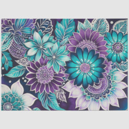 Seda Papel De Tecido De Arte Floral Colorida