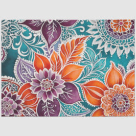 Seda Papel De Tecido De Arte Floral Colorida