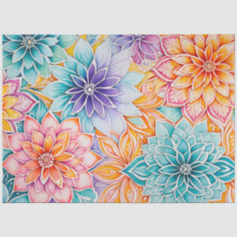 Seda Papel De Tecido De Arte Floral Colorida