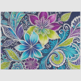 Seda Papel De Tecido De Arte Floral Colorida