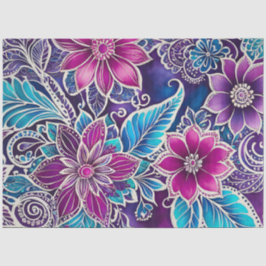 Seda Papel De Tecido De Arte Floral Colorida