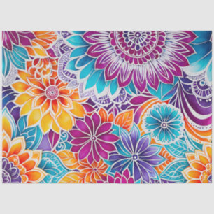 Seda Papel De Tecido De Arte Floral Colorida