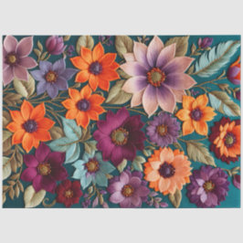 Seda Papel de Tecido de Arte Floral Colorida