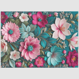 Seda Papel de Tecido de Arte Floral Colorida