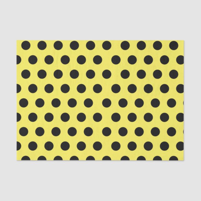 Seda Papel de Tecido de Bolinhas Média Preto e Amarelo (Frente )