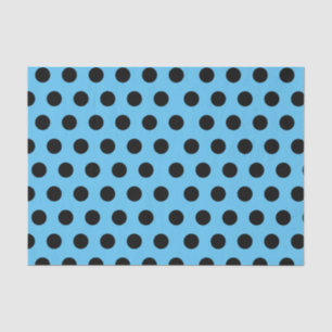 Seda Papel de Tecido de Bolinhas Médio Preto e Azul