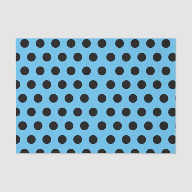 Seda Papel de Tecido de Bolinhas Médio Preto e Azul (Frente )