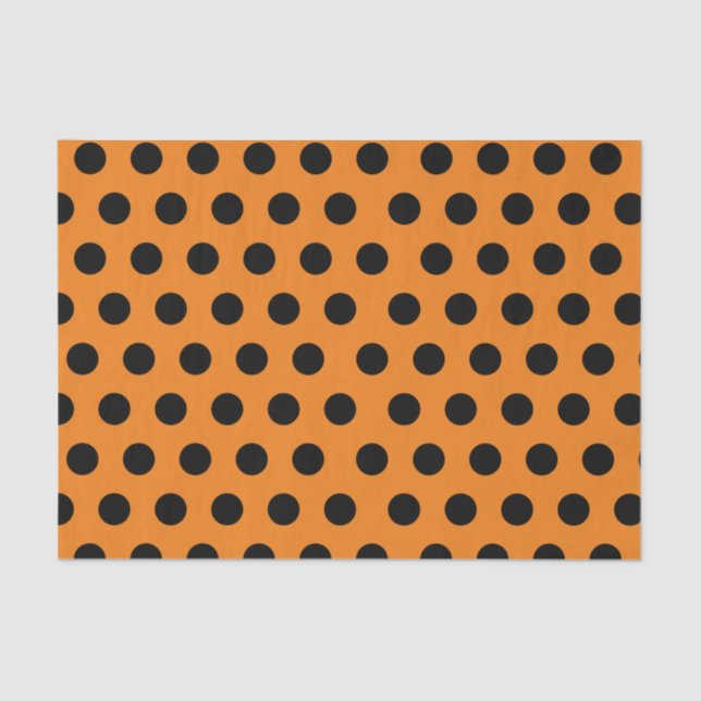 Seda Papel de Tecido de Bolinhas Médio Preto e Laranja (Frente )
