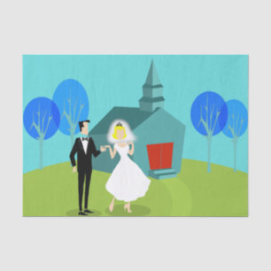Seda Papel de Tecido de Casal de Casamento Retroativo