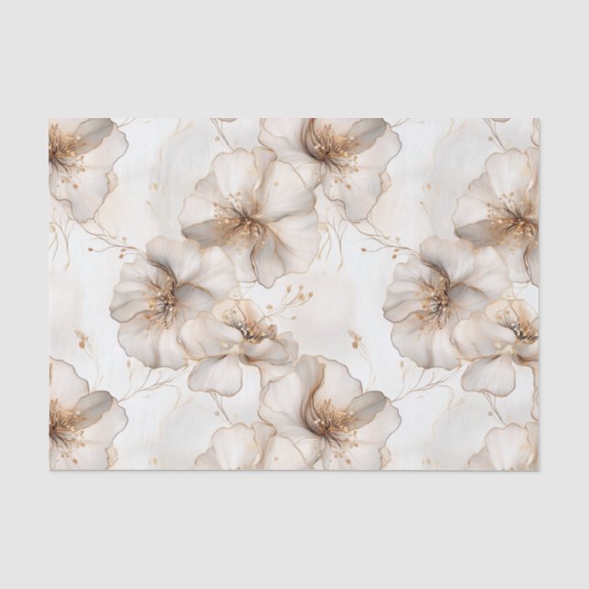 Seda Papel de Tecido de Decodificação das Flores Neutra (Frente )