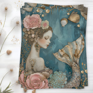 SEDA PAPEL DE TECIDO DE DECOPÁGINA DE MERMAID