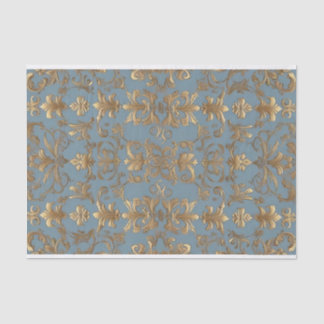 Seda Papel de Tecido de Decoupage Azul-Pálido e Dourado