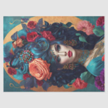 Papel de Tecido de Decoupage Crowado Floral