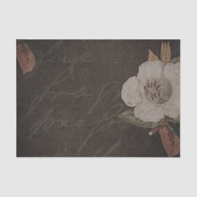 Seda Papel de Tecido de Decoupage da Flor Escuro (Frente )