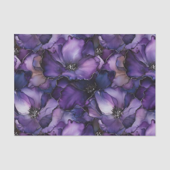 Seda Papel de Tecido de Decoupage das Flores de Tinta R (Frente )