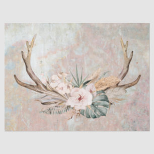 Seda Papel de Tecido de Decoupage de Antler Floral