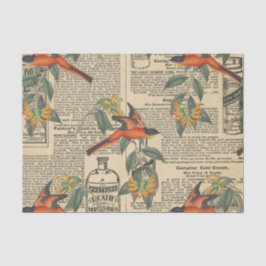 Seda Papel de Tecido de Decoupage de Aves Vintage