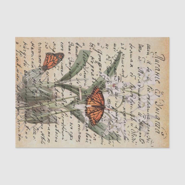 Seda Papel de Tecido de Decoupage de Borboleta de Scrip (Frente )
