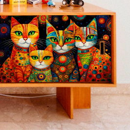 Seda Papel de Tecido de Decoupage de Quatro Gatos Padrã