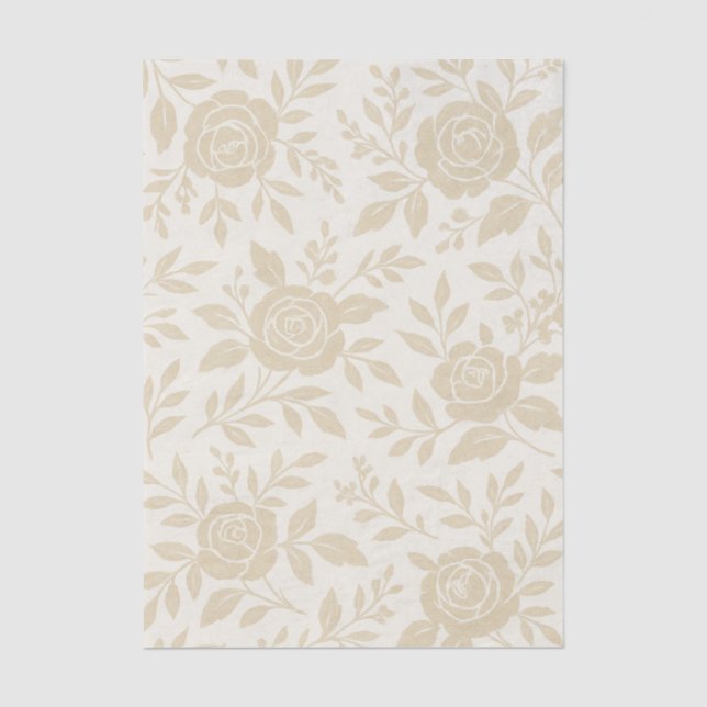 Seda Papel de Tecido de Decoupage de Rosa bege Elegante (Frente )