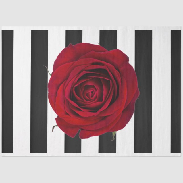Seda Papel de Tecido de Decoupage de Rosa vermelha 3D (Frente )