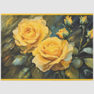 Seda Papel de Tecido de Decoupage de Rosas Amarelas