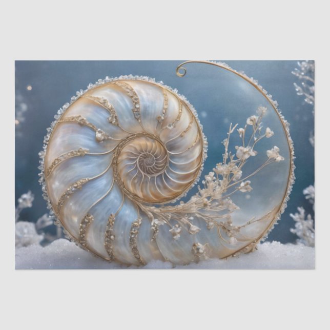 Seda Papel de Tecido de Decoupage do Nautilus Shell Den (Frente )