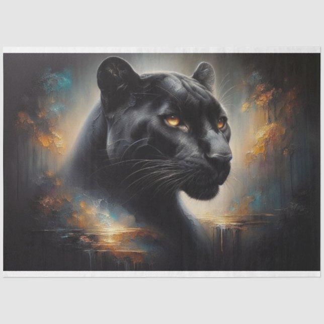 Seda Papel de Tecido de Decoupage do Pantera Preto (Frente )