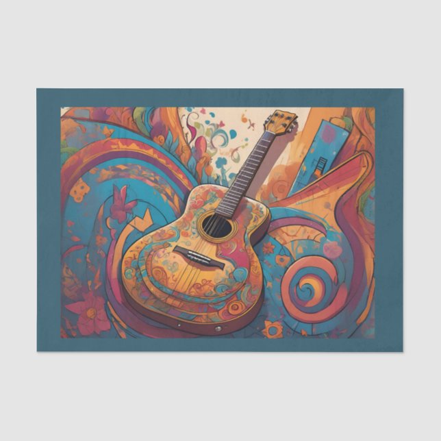 Seda Papel de Tecido de Decoupage do Violão Retroativo (Frente )