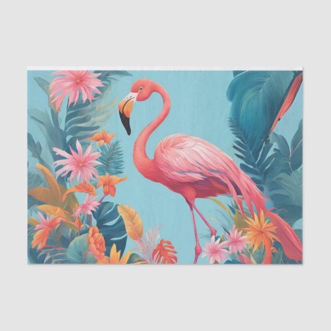 Seda Papel de Tecido de Decoupage Flamingo Fabuloso (Frente )