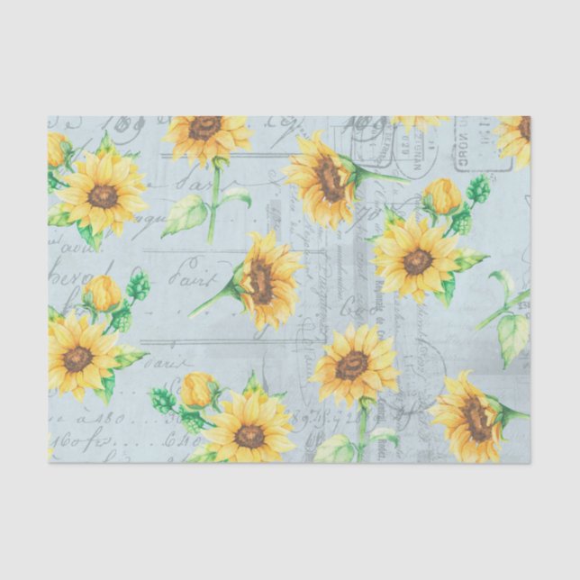 Seda Papel de Tecido de Decoupage Floral Azul (Frente )
