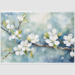 Seda Papel de Tecido de Decoupage Floral Azul e Branco