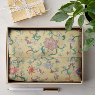 Seda Papel de Tecido de Decoupage Floral Chinês Amarelo