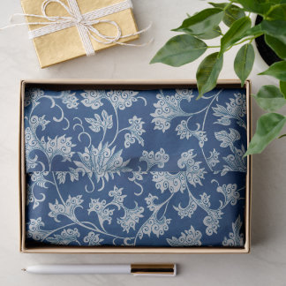 Seda Papel de Tecido de Decoupage Floral Chinês Azul