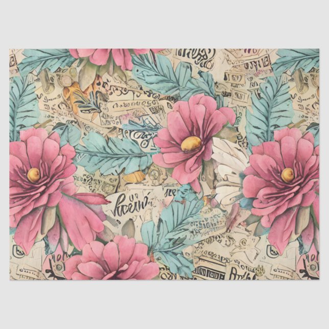 Seda Papel de Tecido de Decoupage Floral Inspirado na V (Frente )