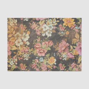 Seda Papel de Tecido de Decoupage Floral Preto Vintage