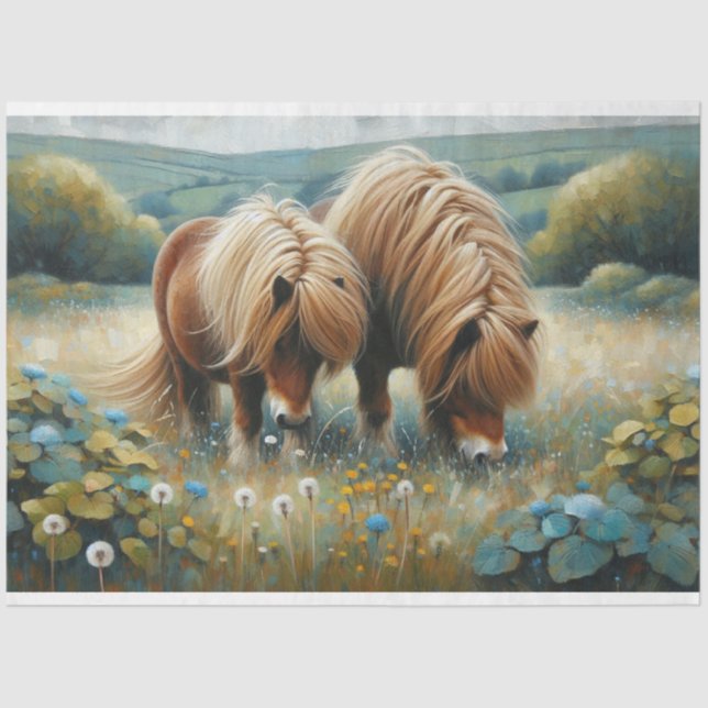 Seda Papel de Tecido de Decoupage Shetland Pony (Frente )