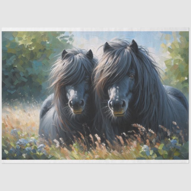 Seda Papel de Tecido de Decoupage Shetland Pony (Frente )