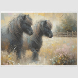 Seda Papel de Tecido de Decoupage Shetland Pony