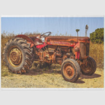 Papel de Tecido de Decoupage Vintage de Trator de 