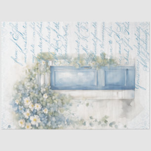Seda Papel de Tecido de Descamação da Porta Floral Azul