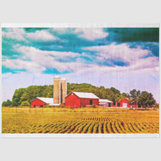 Seda Papel de Tecido de Descaptação da Vintage Red Barn