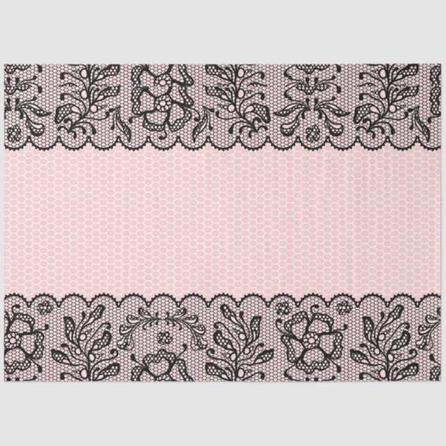 Seda Papel de Tecido de Desvinculação do Lace Preto Vin (Frente )