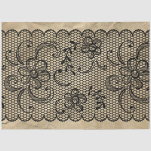 Seda Papel de Tecido de Desvinculação do Lace Preto Vin