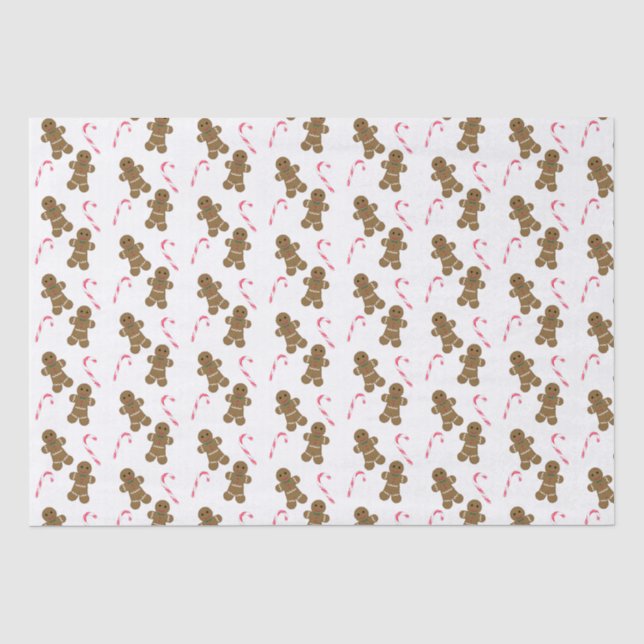 Seda Papel De Tecido De Feriado De Gingerbread Man Cand (Frente )
