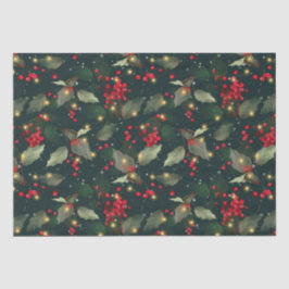 Seda Papel de Tecido de Natal Holly Light Garland