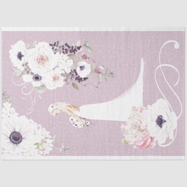 Seda Papel de Tecido de Noiva Floral (Frente )