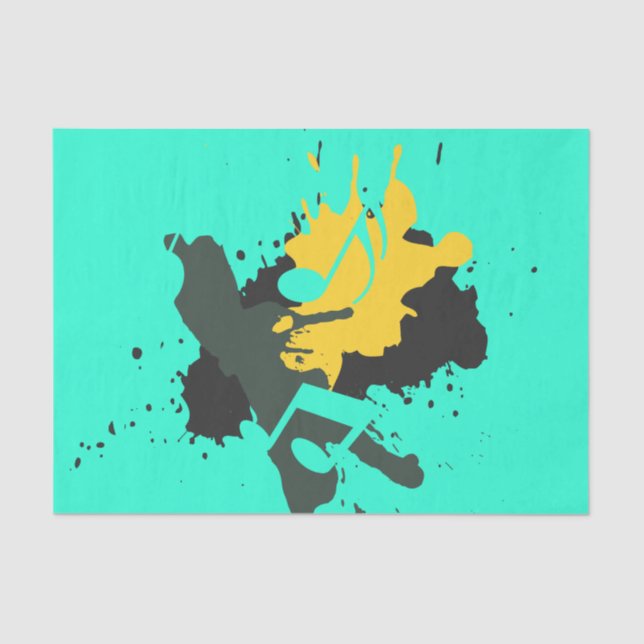 Seda Papel de Tecido de Notas Musicais abstrato (Frente )