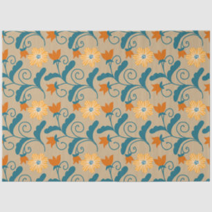Seda Papel de Tecido de Padrão Floral Retroativo