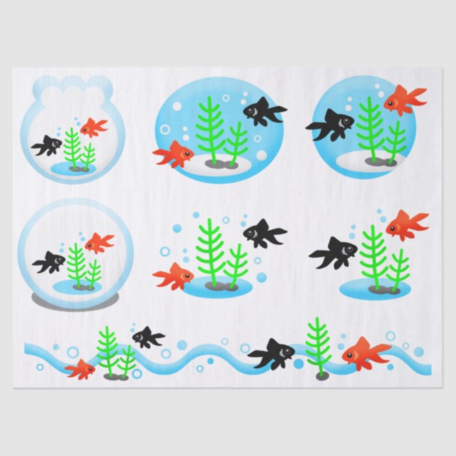 Seda papel de tecido de peixe feliz (Frente )